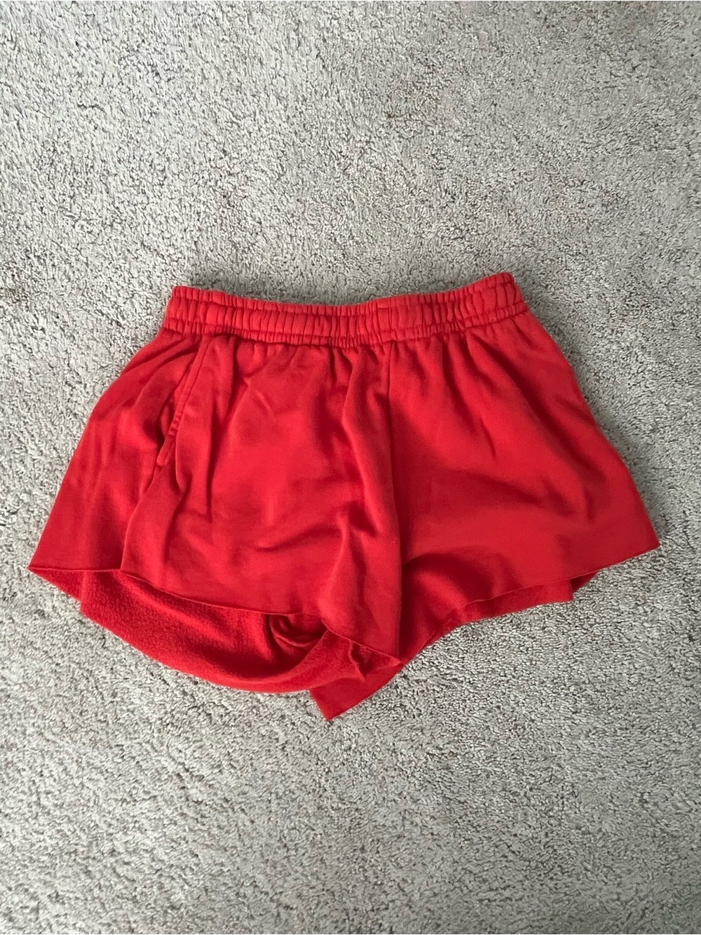 Divided Red Athletic Shorts with Elastic Waist